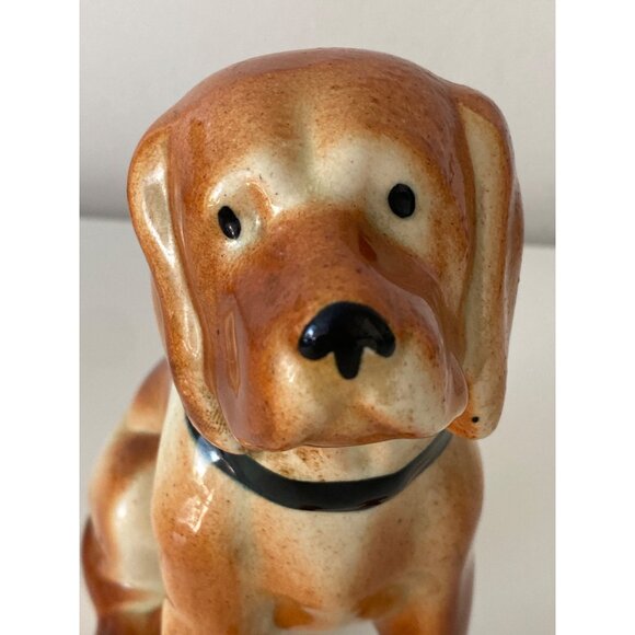 Hound Dog Vintage Glazed Ceramic Sitting Figurine Unmarked 7 Inches - Picture 2 of 16